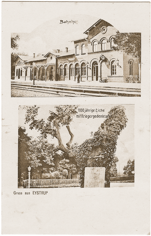 Das Bahnhofsgebäude auf einer Ansichtskarte von 1906