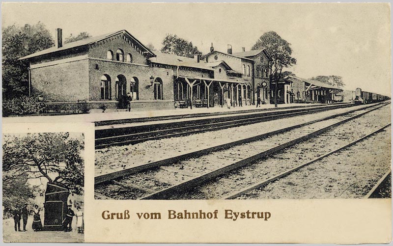 Der Bahnhof Eystrup auf einer Ansichtskarte von 1914