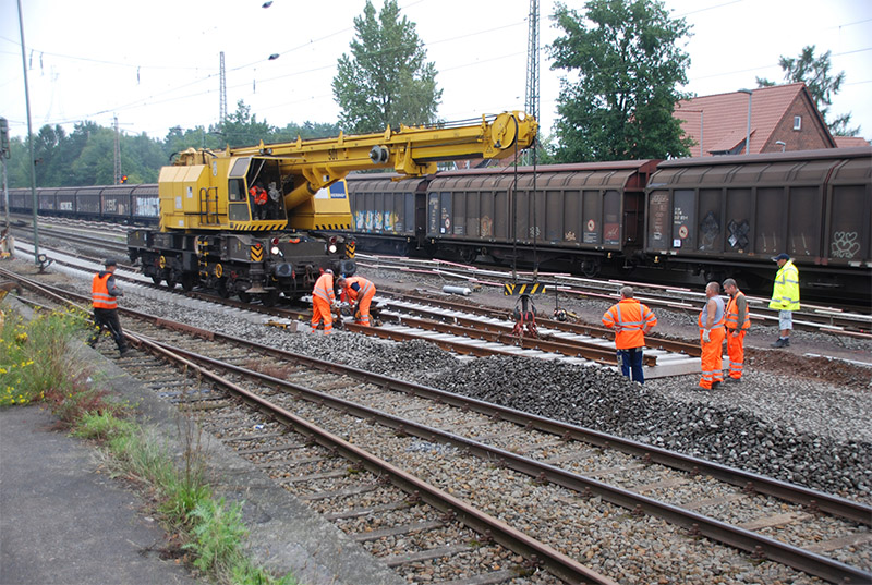 Gleibauarbeiten im Bahnhof Eystrup