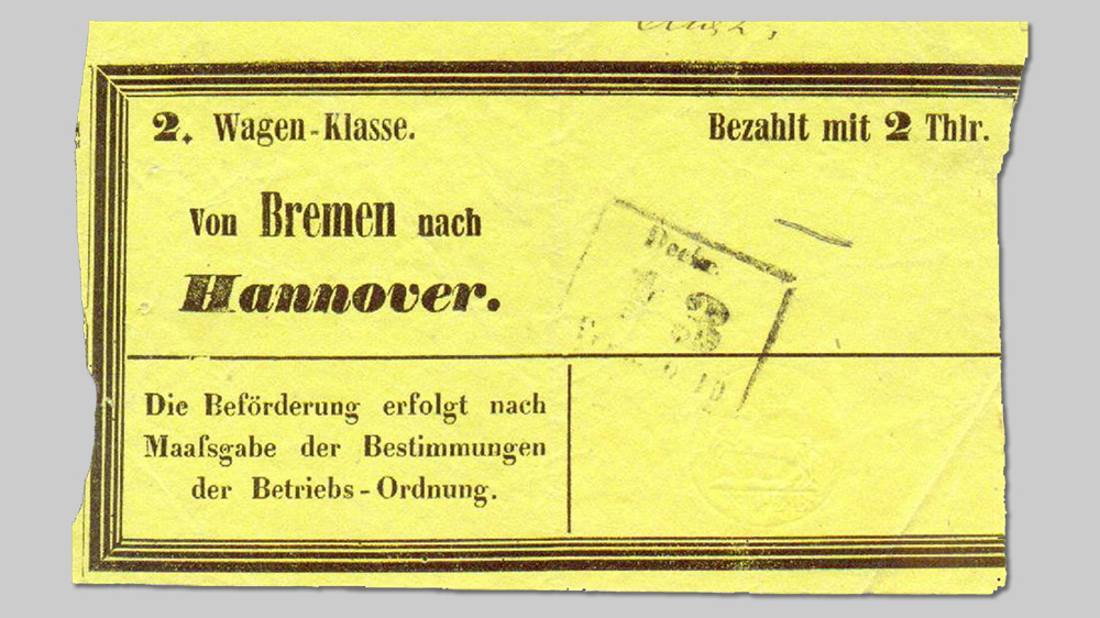 Fahrkarte von 1854