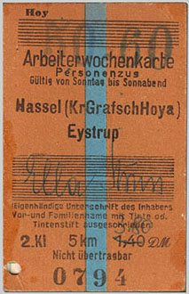 Arbeiterwochenkarte 1960
