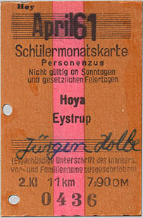Schülermonatskarte 1961